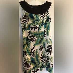 AB Studio Green floral sleeveless midi dress size 8